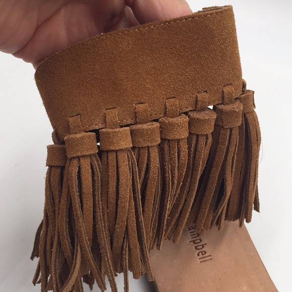 Jeffrey Campbell Borla Tan Suede Fringe Tassel Sz7 - Picture 8 of 9